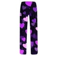 thumbnail image 3 of JIUKE Plus Size Pajama Pants for Women Elastic Waisted Wide Leg Comfy Loose Loungewear Printed Pjs Bottoms, 3 of 4