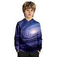 thumbnail image 3 of ZXLBBD Boys Sweatshirt Long Sleeve Galaxy Print Pullover Hoodie Sweatshirt with Front Pocket for Kids Youth School and Playwear Casual Durable,Purple,Size 7 Y-8 Y, 3 of 7