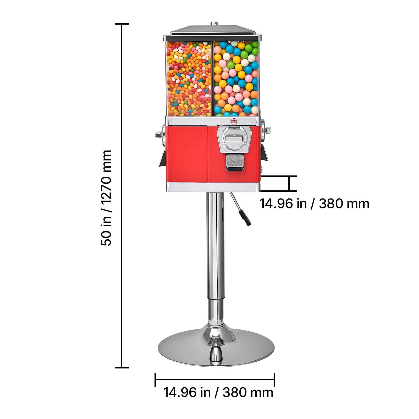 VEVOR Candy Vending Machine, Four Compartment Candy Vending Machine with Stand, Gumball & Candies Vendings Machines with Adjustable Height, Vintage Candies Dispenser for Shop,Arcade, Family Gathering