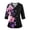 Black, variant on Womens Scrub Tops Printed Wrinkle-Resist Nurse Working Uniforms Fashion 3/4 Sleeve V Neck Floral Print Side Slits Scrub Shirt Ultra Soft Tees Blouse with Pockets Black M
