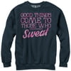 Women's CHIN UP Valentine Good Things to Those Who Sweat Sweatshirt Navy Blue Small