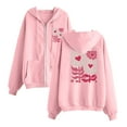thumbnail image 3 of BiZtdJrK Women's Full Zip Sweatshirts Jackets with Pockets Casual Drawstring Long Sleeve Hoodies Fashion Floral Printed Hooded Jackets Fall Winter Clothes Today's Sales Pink XL, 3 of 4