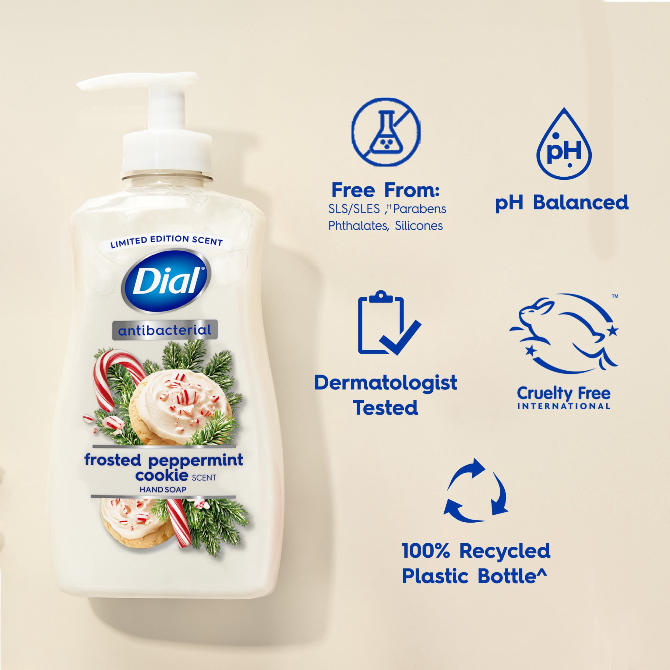 Dial Antibacterial Limited Edition Scent, Frosted Peppermint Cookie Liquid Hand Soap