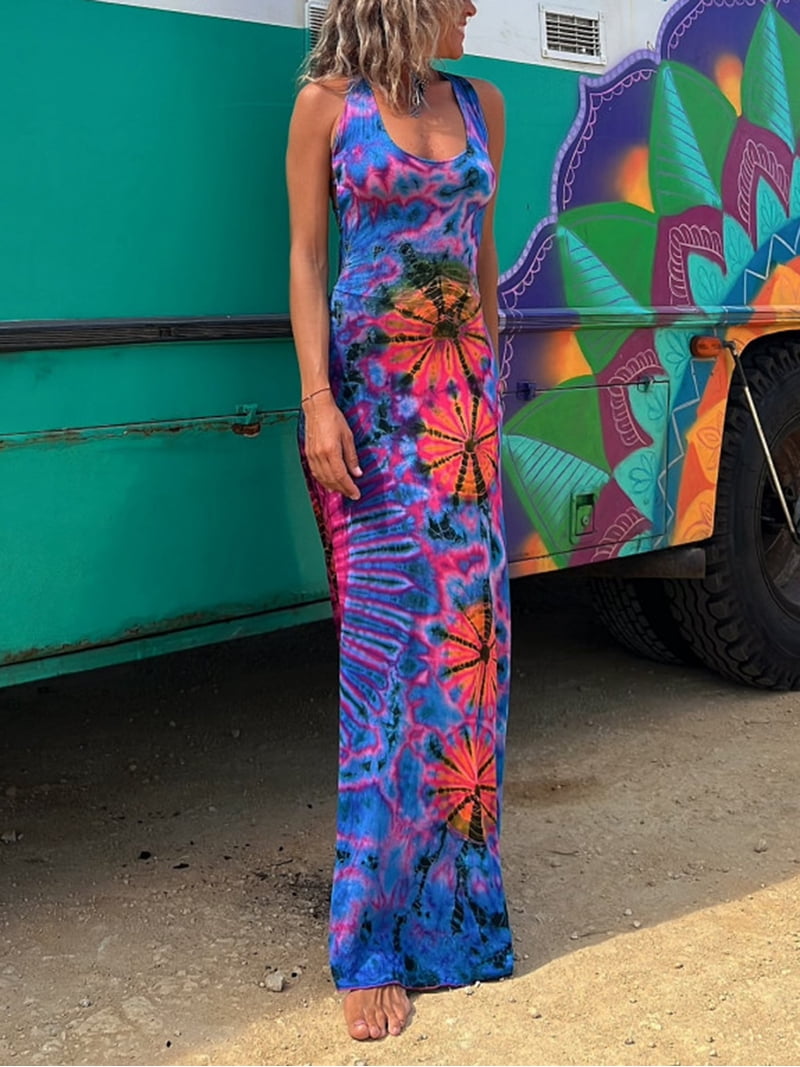 tube bra for backless dress Stella Tie Dye Print Backless Maxi Dress – Ladies Style main image 0