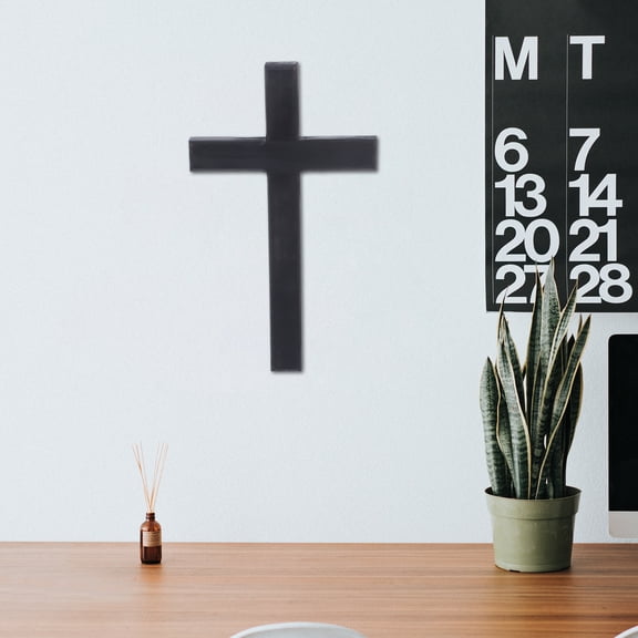 HAMPPLIES 1Pcs Wooden Wall Hanging Cross Antique Style Black 28.0x16.0x0.7in Religious Cross for Home Decor and Hotel