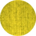 thumbnail image 1 of Ahgly Company Machine Washable Indoor Round Abstract Yellow Contemporary Area Rugs, 6' Round, 1 of 4