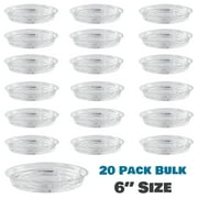 20 Pack 6 Inches Clear Plastic Plant Saucer Drip Trays Small Plant Plate Dish for Indoor Flower Pots and Planters in Bulk