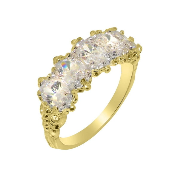 LBG British Made 14k Yellow Gold Cubic Zirconia Womens Eternity Ring - 33 size options - Size 10