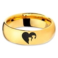 thumbnail image 2 of Tungsten Heart Yin Yang Dog Cat Lovers Band Ring 7mm Men Women Comfort Fit 18k Yellow Gold Dome Polished, 2 of 4