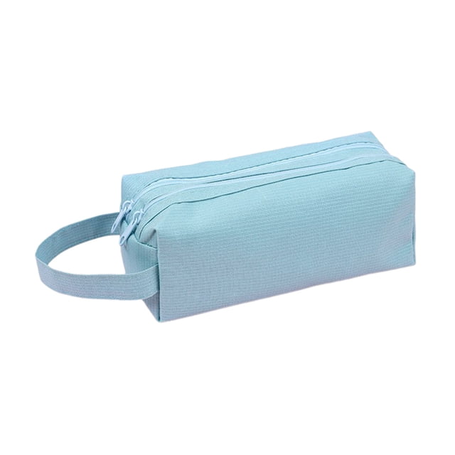 Bolsa de papelería de tela de doble capa con doble cordón y espaciosa cremallera para estudiantes de primaria y secundaria.