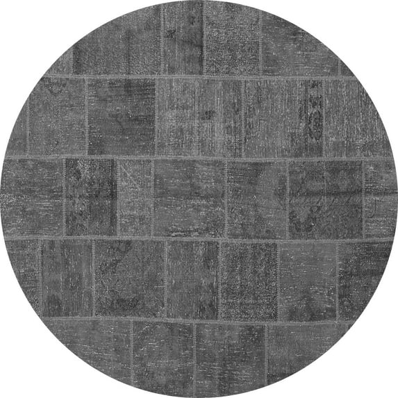 Ahgly Company Indoor Round Patchwork Gray Transitional Area Rugs, 4' Round