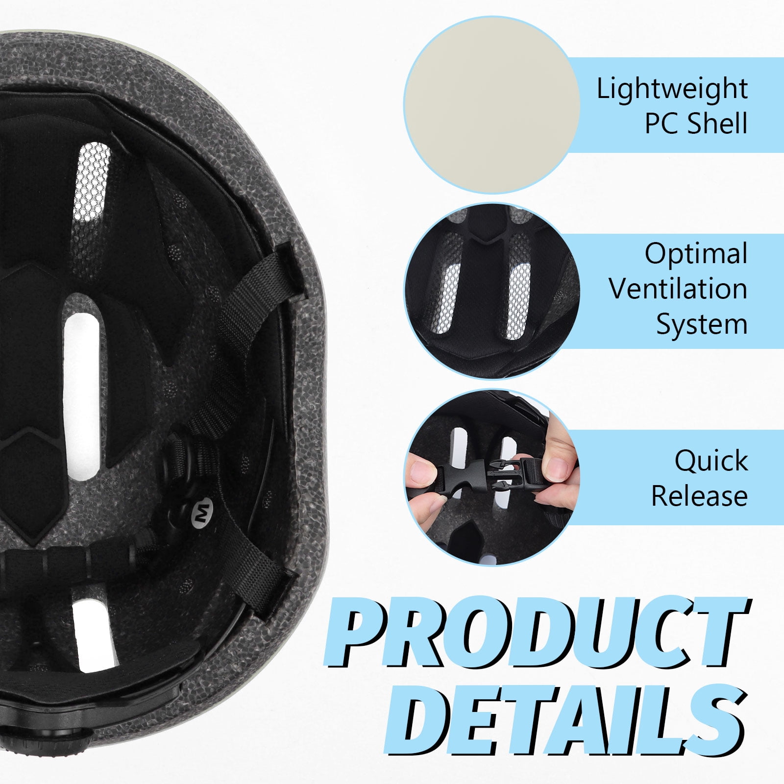 Semfri Adult Bike Helmet Skateboard Road Cycling Helmet Suitable Multi-Sport Scooter Skating Bicycle Medium Size for Men Women White