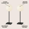 thumbnail image 5 of JONATHAN Y Allie 17.5" Modern Minimalist Indoor/Outdoor Metal Globe Rechargeable/Cordless Dimmable Integrated LED Table Lamp with Touch Sensor, Black (Set of 2), JYL7167B-SET2, 5 of 7