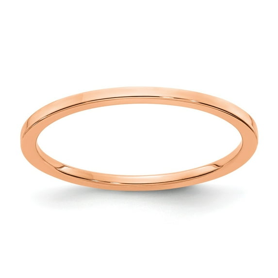 Solid 14K Rose Gold 1.2mm Flat Stackable Band Thin Wedding Anniversary Ring Size 5.5