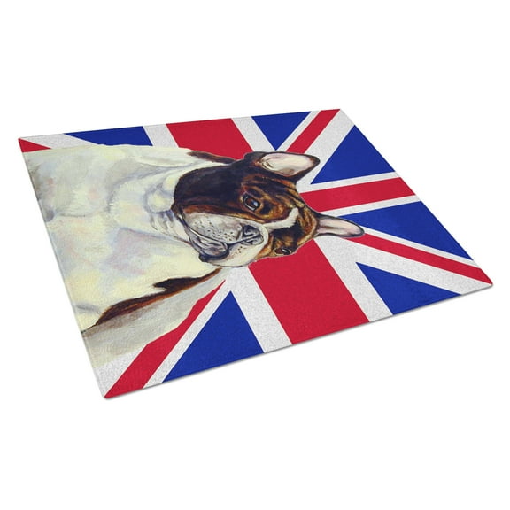Caroline's Treasures French Bulldog with English Union Jack British Flag Glass Cutting Board Large Size