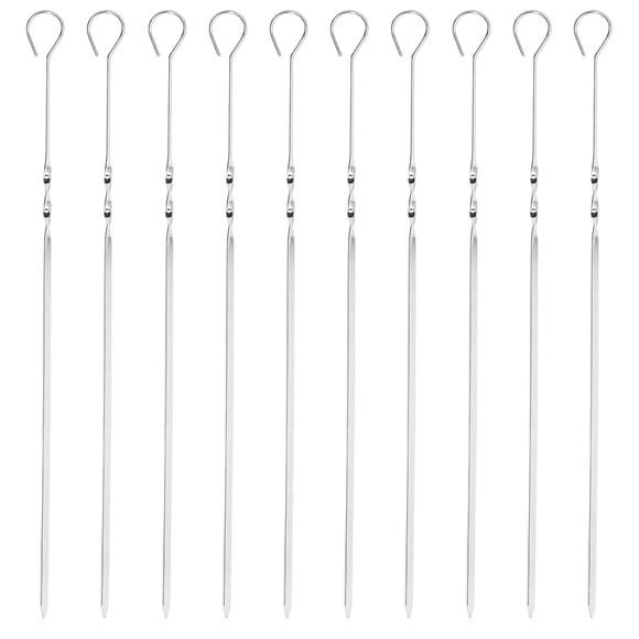 10 agujas de acero inoxidable para pinchos de barbacoa, para barbacoa, con forma plana