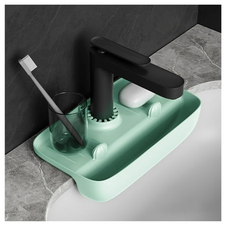 

Sink Draining Pad Shelf Space Saving Splash-proof Drainage Shelf for Draining Water from Cutlery Light Blue