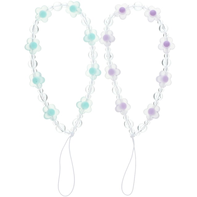MasteelfCA 2pcs Phone Charm Straps Anti-lost Phone Strap Flower Beaded Lanyards for Mobile Phones Cameras