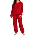 thumbnail image 6 of Women Pajama Sets Red Summer Pajamas for Women Set Women's Winter and Autumn Thickened Fleece and Coral Fleece Warm Up Set Two Piece Set for Students Suitable for Home Wear and Can Be Worn Outside., 6 of 7