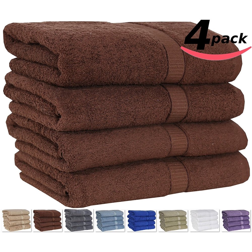 Utopia 100 Cotton Bath Towels, Ringspun Cotton 4Pack Dark Brown (26" x 52")