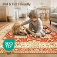 thumbnail image 4 of ODIKA 8'x10' Washable Area Rug Durable, Non-Slip Orange Fall Boho Vintage Terracotta Farmhouse Medallion Design with Floral Scroll for Living Room, Under Sectional, Family, 4 of 7