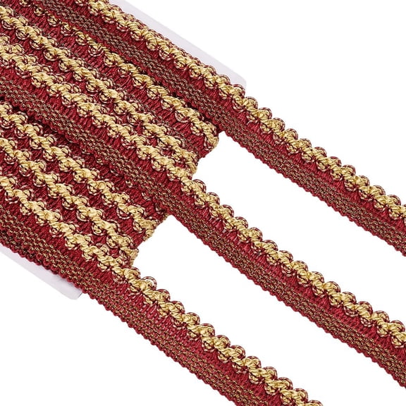 13 Yards Polyester Ribbons Gimp Braid Trim 1-3/8 inch Wide Polyester Woven Decorative Gimp Upholstery Trim for Curtain Crafts Sewing Home Decor FireBrick for DIY