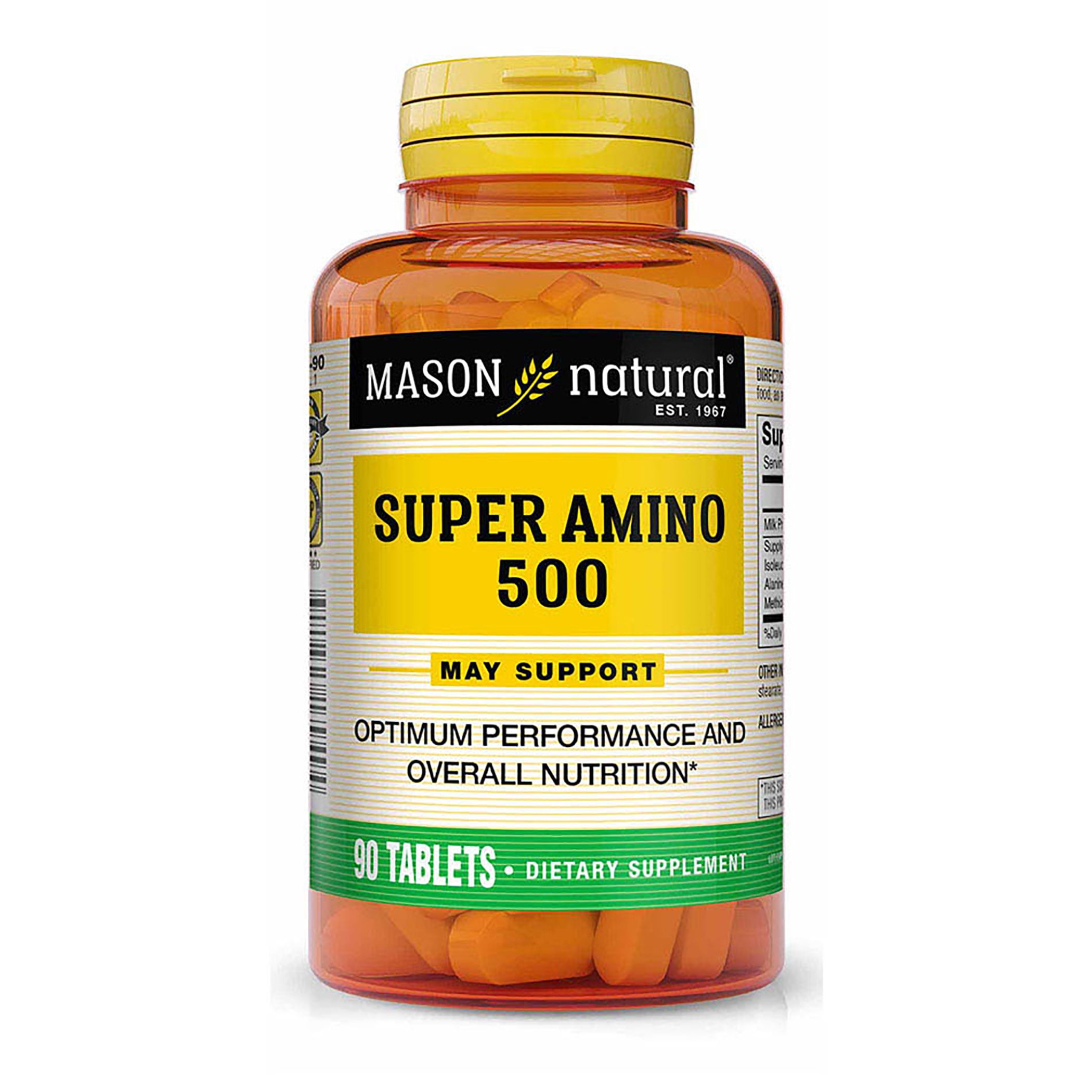 Mason Natural Super Amino 500 with Milk Protein - Improved Optimum Performance, Supports Overall Nutrition, 90 Tablets