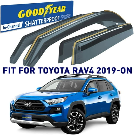 Goodyear Shatterproof in-Channel Window Deflectors for Toyota RAV4 2019-2023  Rain Guards  Window Visors for Cars  Vent Deflector  Car Accessories  4 pcs - GY003431LP