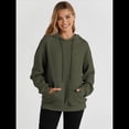 thumbnail image 4 of Sudadera con Capucha para Mujer, Informal, de Larga, con Cordón Ajustable, Estilo Waffle, Holgada, con Bolsillo Verde Oliva M, 4 of 9