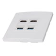 thumbnail image 1 of HD Multimedia Interface Ethernet Wall Plate, 4 Port Wall Plate 4K 60HZ Easy Installation USB3.0  for Hard Disk for Computer, 1 of 7