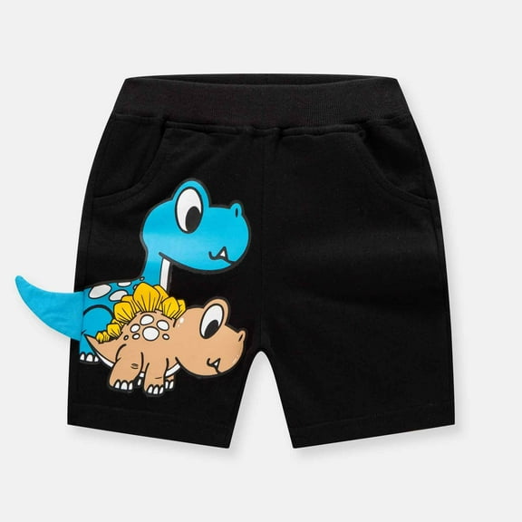 piuwrlz Shorts for Children's Boys Girls Dinosaur Printed Single Piece Short Trousers Black Size 2-3 Years