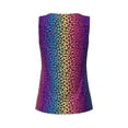 thumbnail image 5 of Xecao Leopard Neon Rainbow Gradient print women's scoop neck, loose-fit workout tank tops for the gym., 5 of 9