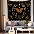 thumbnail image 4 of Orange Butterfly Moon Flower Tapestry Wall Hanging,Boho Floral Plant Tapestries for Bedroom Living Room Dorm Decor,60"Wx50"L, 4 of 6
