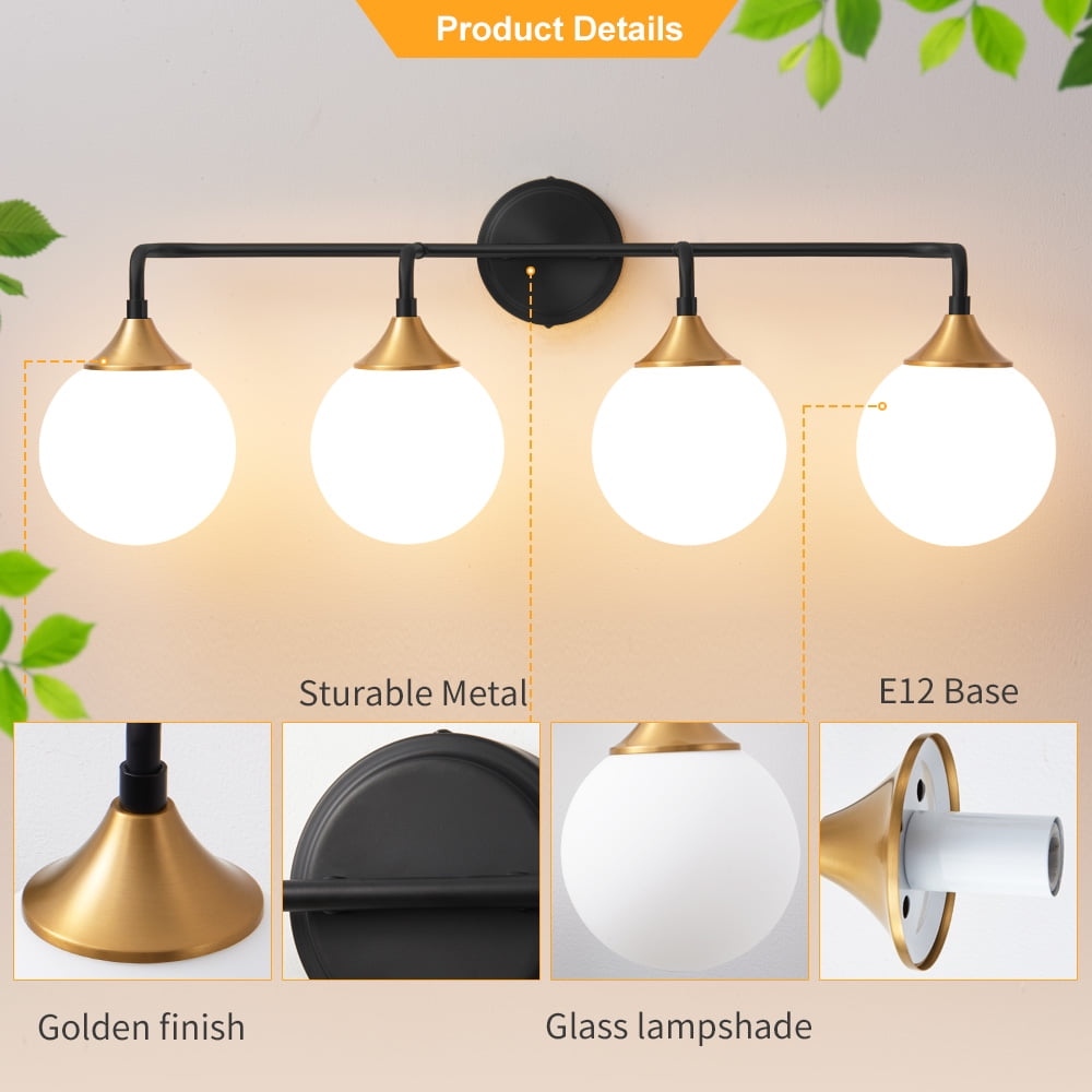 Bathroom vanity lights black 4 light modern vanity light fixtures