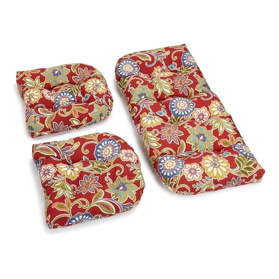 Outdoor Rounded Back Settee Cushion Set, Alenia Pompeii 3 Count