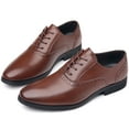 thumbnail image 5 of DADAWEN Men's Leather Dress Shoes Formal Business Shoes Classic Lace-up Brown Oxfords for 8US, 5 of 7