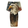 thumbnail image 4 of Vintage Eagle American Flag Women's Off The Shoulder Ruffles Summer Wedding Guest Loose Casual Party Beach Dress, 4 of 9