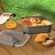 Mainstays Food Storage Bento Container, Rectangle, Gray, 42oz Capacity, A Practical Choice for School Lunches and Activities