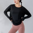 thumbnail image 5 of tarylea Yoga Tops for Women Crew Neck Long Sleeve Shirts Solid Color Loose Athletic Sports Running Coverup, 5 of 5