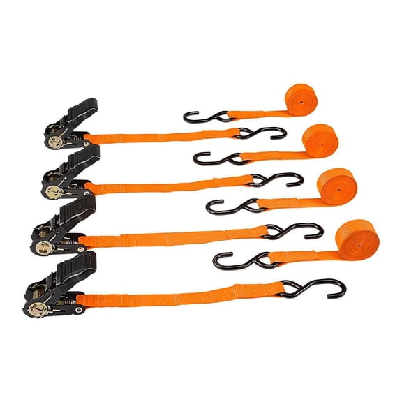 400 lb. Capacity, 1 in. x 15 ft. Ratcheting Tie-Downs, 4-Pack HAUL-MASTER