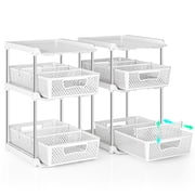 TAIMASI Pull-Out 3 Tier Bathroom Organizers and Storage, Under Sink Organizer, Kitchen Cabinet Organizer White, 2 (Count)