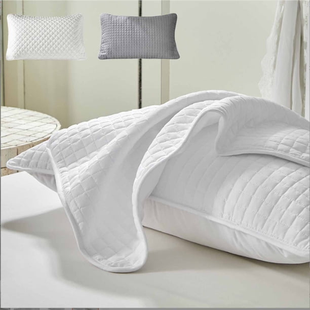 Protector de almohada de poliéster - Impermeable, transpirable, funda de almohada resistente al sudor, 40x60cm, blanca o gris