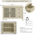 thumbnail image 4 of LFGUIZO 2 Door 3 Drawer Sideboard Buffet Cabinet, Accent  with Hollow Carving and Adjustable Shelves, Credenza for Living Room, Hallway, Natural, 4 of 7