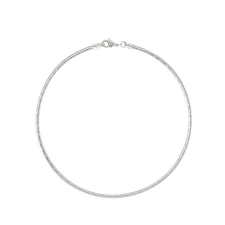 TAZZA WOMEN'S SILVER 3MM ROUND OMEGA CUTTING 16" INCHES CHOKER NECKLACE