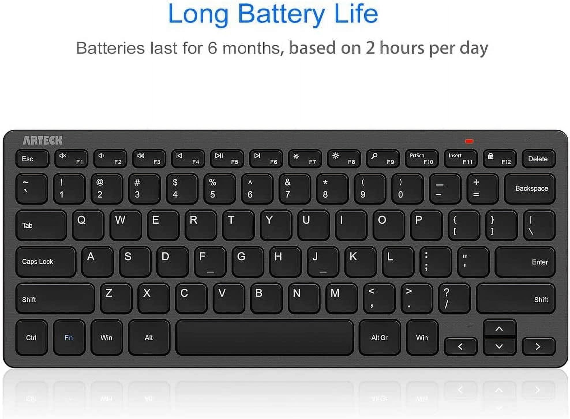 2.4G Wireless Keyboard Ultra Slim and Compact with Media Hotkeys for Computer Desktop PC Laptop Surface Smart TV Windows 11/10/8/7, Black