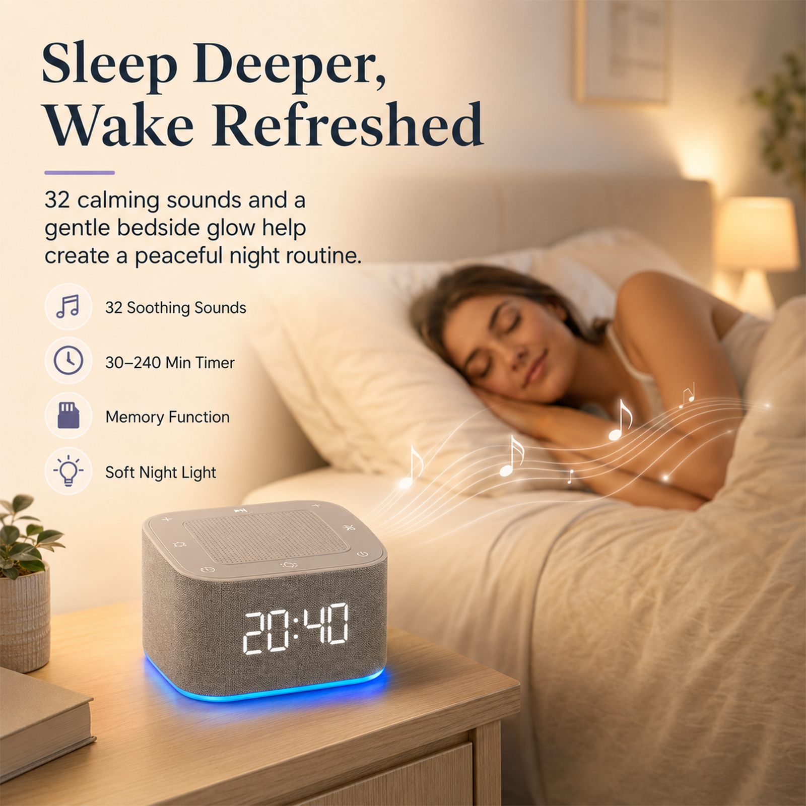 GOLDLEMON Smart White Noise Machine 32 Sounds photo 4
