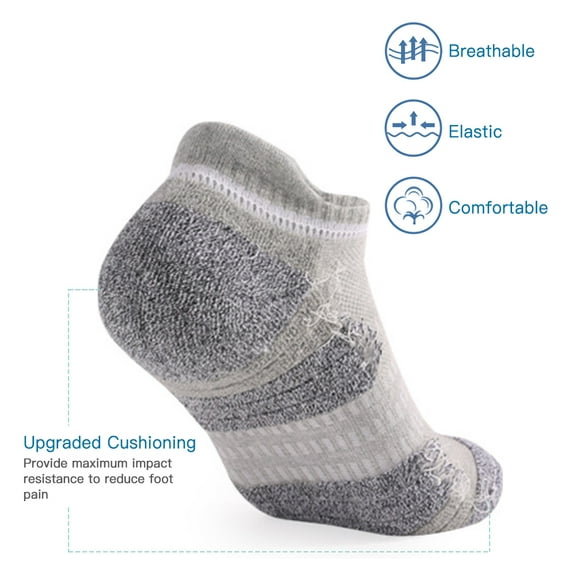 Socks,Socks Men Low Cut Socks Ankle Socks Women Breathable 6 Socks Sport Cushioned Ankle Socks Low Socks Sport Light grey M - 6 packs