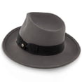 thumbnail image 4 of Capital Grey Wool Crushable Wool Felt Fedora – Classic Teardrop C-Crown Fedora with 2.75" Brim, Grosgrain Ribbon Band, Cotton Sweatband & Side Pin – 100% Australian Wool, 4 of 6