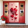 thumbnail image 3 of Red Heart Valentine's Day Banner Romantic Heart Backdrop Pink Background Gold Leaves Love Display for Valentine's Day Party Romantic Date Photo Shoot, 3 of 9