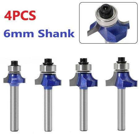 

QXKE 4Pcs Round Over Edge forming Router Bit Set With 6mm Shank Round Milling Cutter